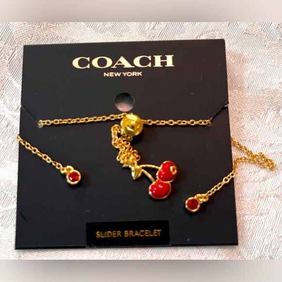 Coach Gold and Red Cherry Slider Bracelet - Picture 1 of 4